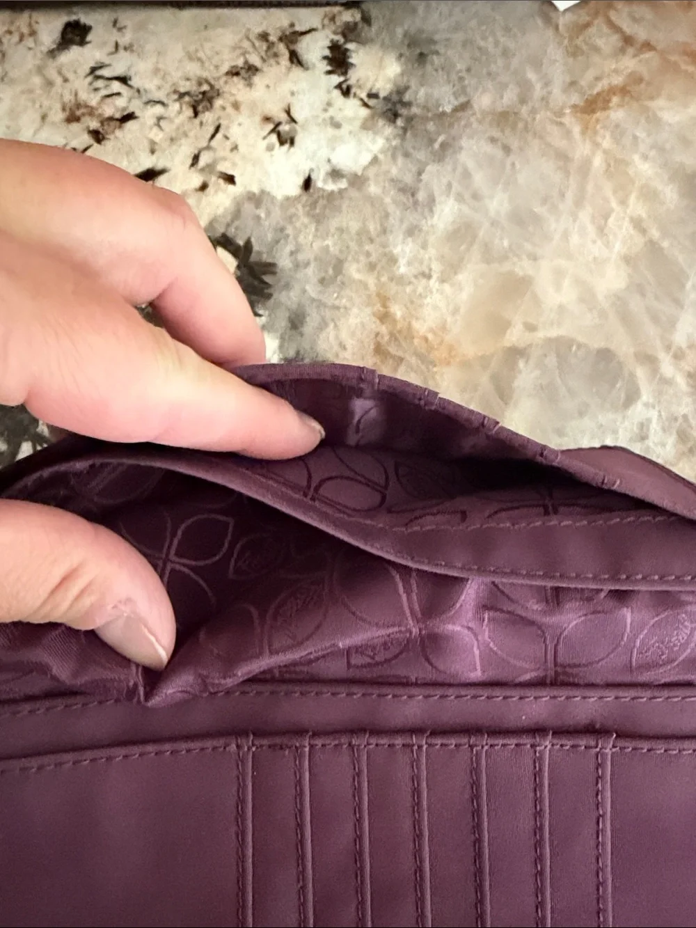 Genuine Leather Fossil Women's Long Wallet - Burgundy